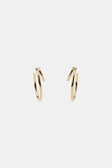 DOUBLE HOOP EARRINGS - Golden by Zara