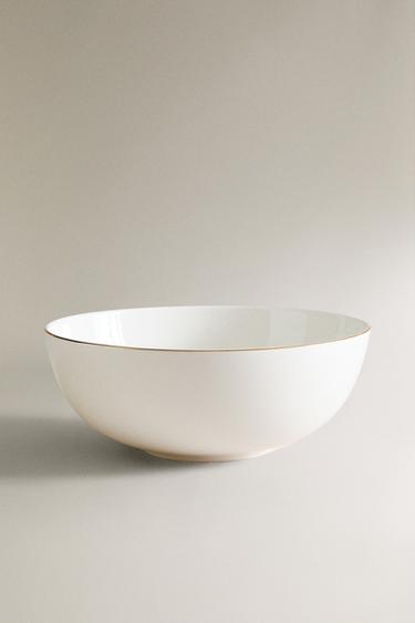RIMMED PORCELAIN SALAD BOWL - Gold by Zara