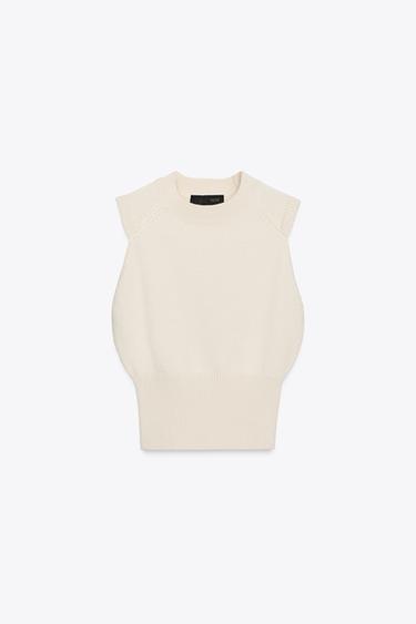 SLEEVELESS KNIT TOP - Ecru by Zara