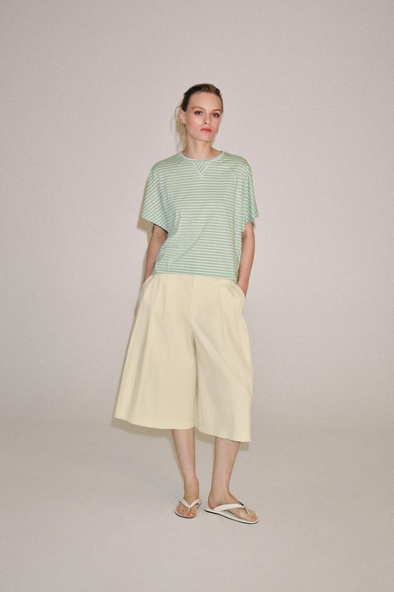 STRIPED OVERSIZED T-SHIRT - Greens by Zara - Image 0