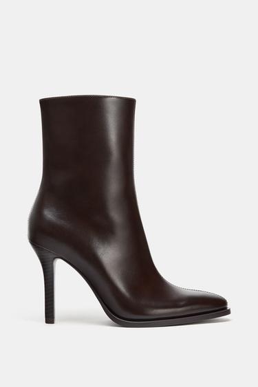 HIGH-HEEL ANKLE BOOTS - Burgundy Red by Zara