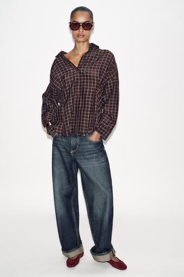 SUEDE BALLERINAS WITH BUCKLE - Burgundy Red by Zara