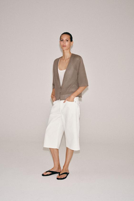 WIDE SLEEVE KNIT CARDIGAN - mink brown by Zara - Image 0