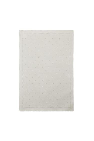 KNIT BABY BLANKET - Ecru by Zara
