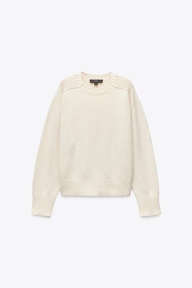 PLAIN KNIT SWEATER - Ecru by Zara