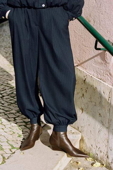 PINSTRIPED BALLOON TROUSERS - Navy / White by Zara