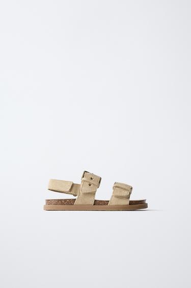 LEATHER SANDALS WITH STARS - Sand Brown by Zara