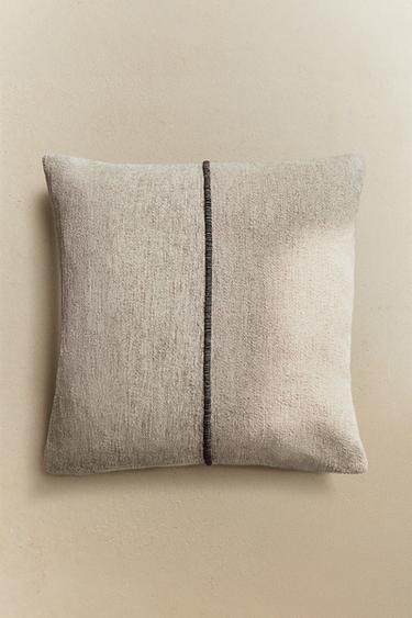 CUSHION COVER WITH LINES - Light beige by Zara