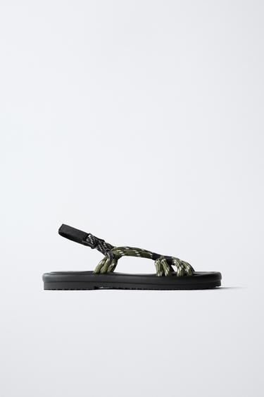 SANDALS WITH CORDS - Green by Zara