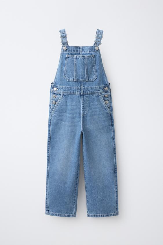 LONG BARREL-FIT DENIM DUNGAREES - Blue by Zara - Image 0