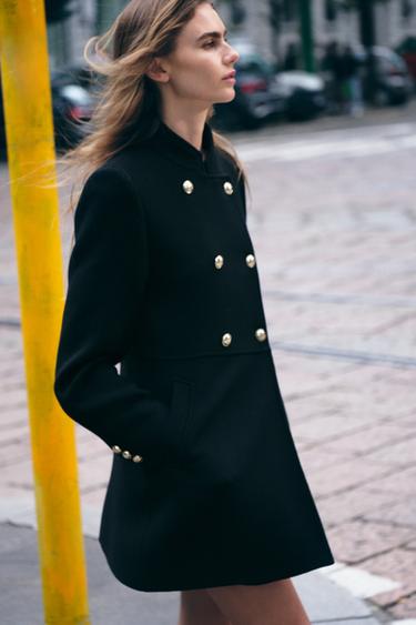 WOOL DOUBLE-BREASTED COAT - Black by Zara