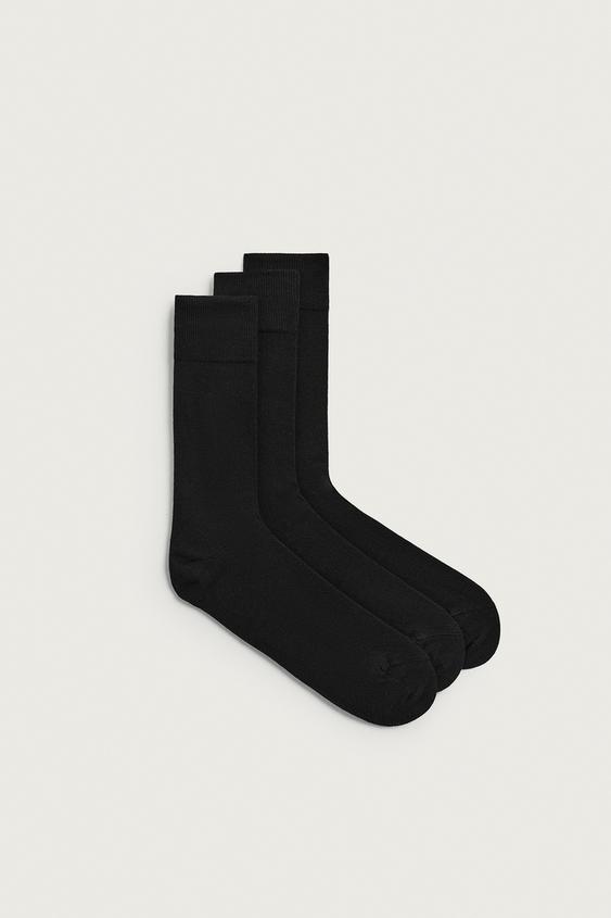 3-PACK OF LIGHTWEIGHT TEXTURED SOCKS - Black by Zara - Image 0
