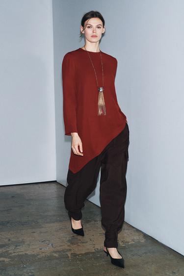 ZW COLLECTION ASYMMETRIC FLOWY TOP - Terracotta by Zara