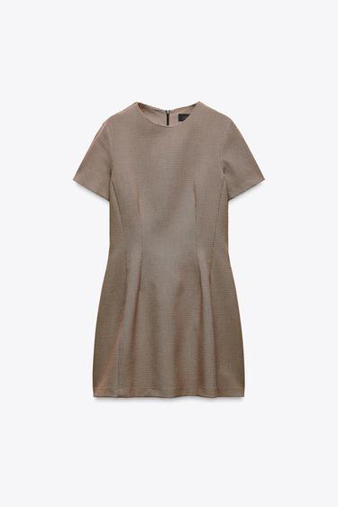 ZW COLLECTION CHECK PLEATED DRESS - Toffee by Zara