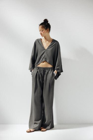 ASYMMETRIC CAPE KIMONO - Dark grey by Zara