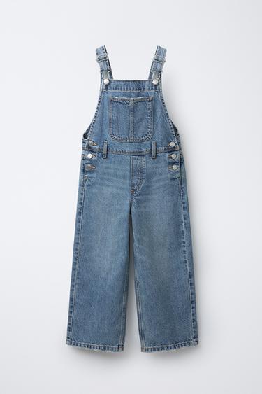 WIDE-LEG DENIM DUNGAREES - Blue by Zara