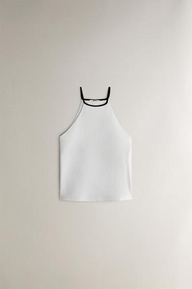 HALTER NECK TOP - Oyster-white by Zara - Image 0