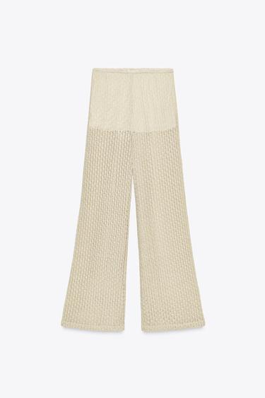 METALLIC THREAD RED TROUSERS - Golden by Zara - Image 0