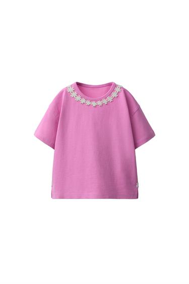 DAISY LACE T-SHIRT - Mid-pink by Zara