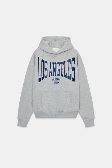 SHINY SLOGAN HOODIE - Grey marl by Zara