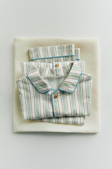 3-6 YEARS/ STRIPED SHIRT AND TROUSERS PYJAMAS - Green by Zara