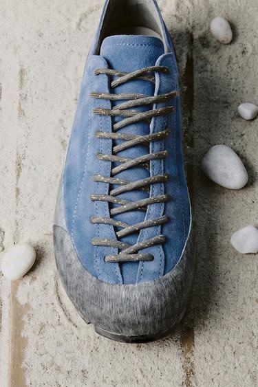 LEATHER VIBRAM® SOLE TRAINERS AARON LEVINE X ZARA - Blue by Zara