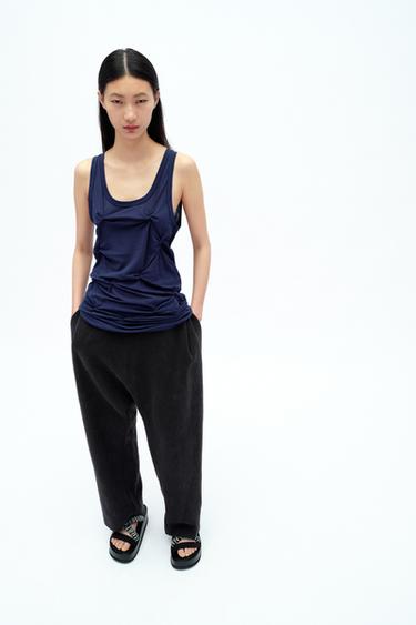 LONG GATHERED TOP X FANGLU LIN - Navy blue by Zara - Image 0