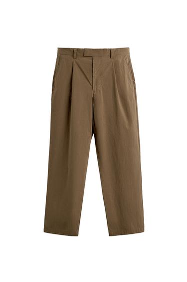 TECHNICAL WIDE-LEG SUIT TROUSERS - Light camel by Zara