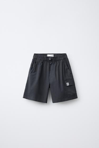 POPLIN CARGO BERMUDA SHORTS - Navy blue by Zara - Image 0