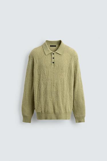 KNIT OPEN-WORK POLO SHIRT - Light green by Zara