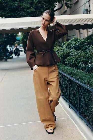 CARDIGAN WITH BELT - Chocolate by Zara