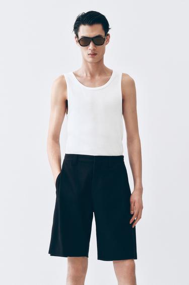 RELAXED FIT BERMUDA SHORTS WITH SIDE PLEATS - Black by Zara