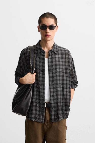 CHECK SHIRT - Anthracite Grey by Zara