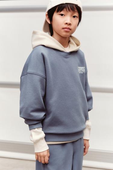 TEXT PRINT SWEATSHIRT AND JOGGERS SET - Duck blue by Zara