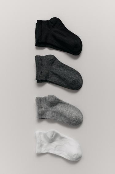 FOUR-PACK OF PLAIN ANKLE SOCKS - Grey by Zara
