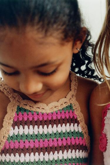 STRIPED CROCHET KNIT TOP - Multicoloured by Zara