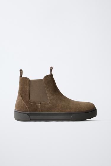 SPLIT SUEDE CHELSEA ANKLE BOOTS - Brown by Zara