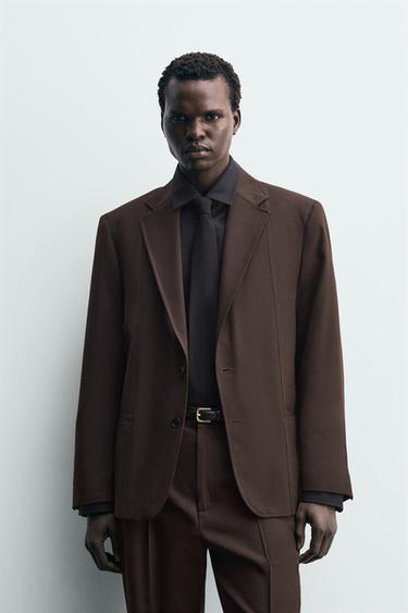 WOOL BLEND BLAZER - Brown by Zara