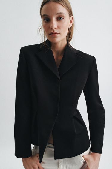 ZW COLLECTION TEXTURED PEPLUM BLAZER - Black by Zara
