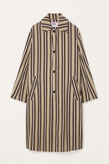 COTTON-LINEN STRIPE TRENCH COAT LIMITED EDITION - Burgundy by Zara