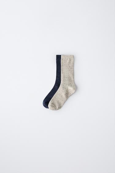 2-PACK OF LONG BUTTONED SOCKS - Light beige by Zara