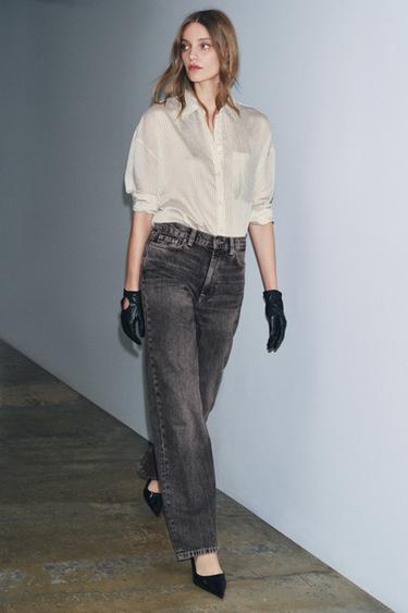 ZW COLLECTION HIGH-WAIST STRAIGHT JEANS - Grey by Zara