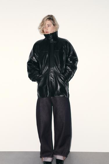 100% LEATHER JACKET WITH ADJUSTABLE WAIST - Black by Zara