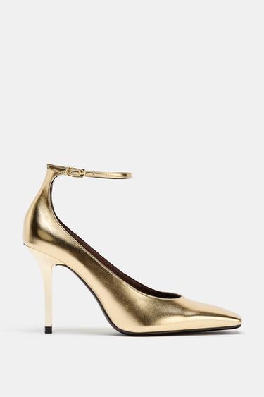 METALLIC EFFECT HIGH-HEEL SHOES - Gold by Zara
