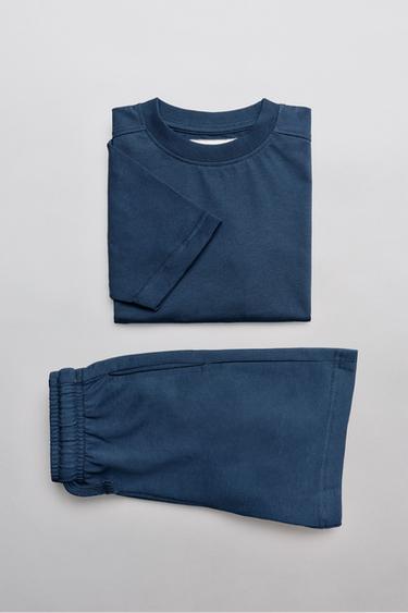 BASIC PLUSH T-SHIRT AND BERMUDA SHORTS SET - Navy blue by Zara