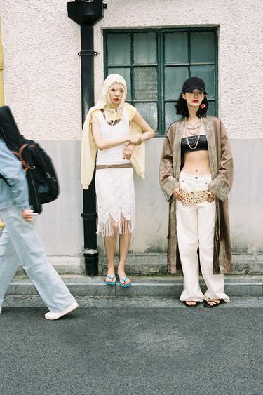 ZW COLLECTION JACQUARD KIMONO WITH SCARF - Pale pink by Zara