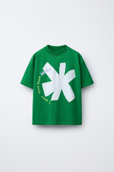 PRINTED T-SHIRT - Green by Zara - Image 0