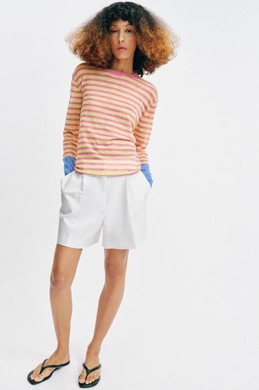 STRIPED KNIT JUMPER - Pastel pink by Zara