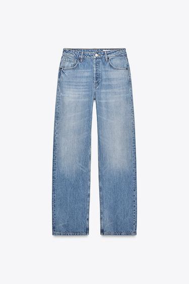 TRF STRAIGHT-LEG MID-RISE JEANS - Blue by Zara