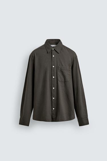 FLANNEL-FINISH SHIRT - Brown / Taupe by Zara
